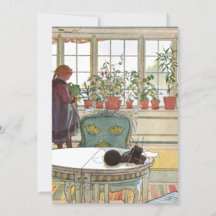 Carl Larsson - Flowers On The Windowsill Invitation