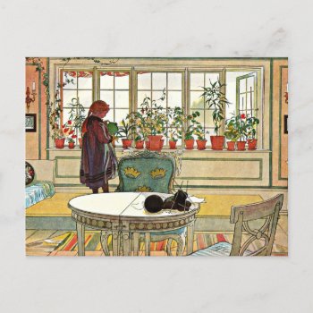 Carl Larsson - Flowers On The Windowsill Postcard by Virginia5050 at Zazzle