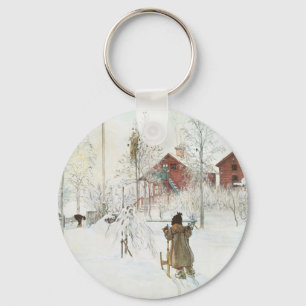 Carl Larsson - Front Yard and the Wash House Keychain