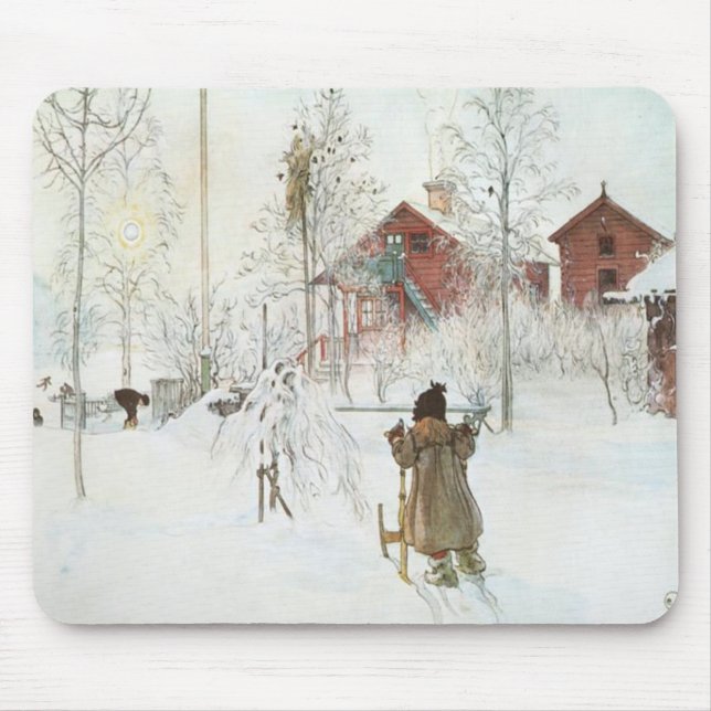 Carl Larsson - Front Yard and the Wash House Mouse Pad (Front)