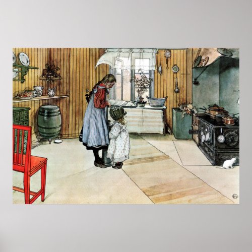 Carl Larsson In the Kitchen Fine Art Poster