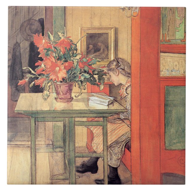 Carl Larsson - Lisbeth Reading Ceramic Tile (Front)