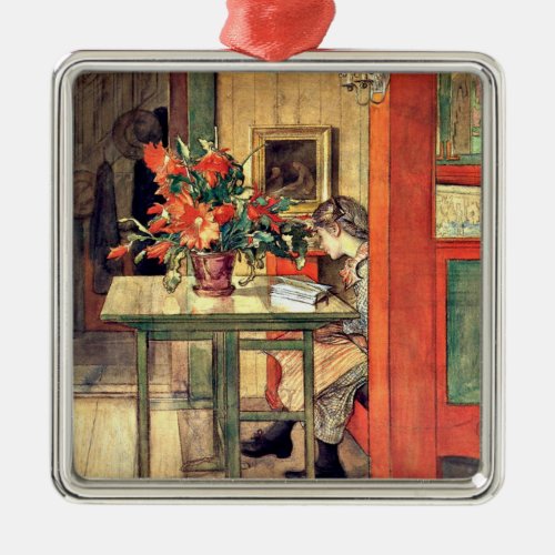 Carl Larsson _ Lisbeth Reading famous painting Metal Ornament