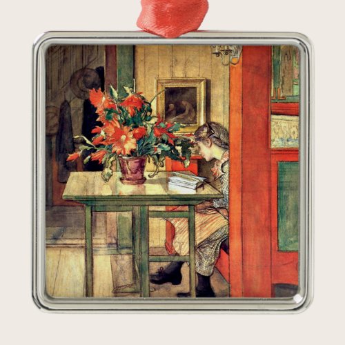 Carl Larsson - Lisbeth Reading, famous painting, Metal Ornament