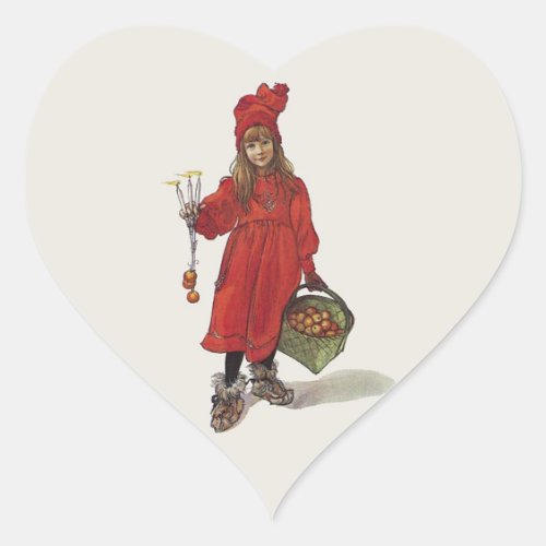 Carl Larsson Little Swedish Girl Brita as Iduna Heart Sticker