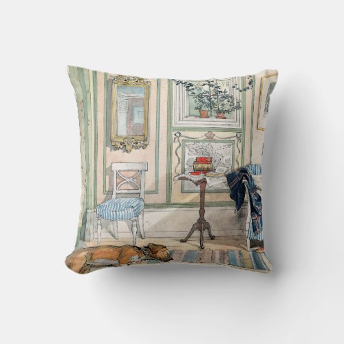 Carl Larsson  Living Room Dog Home Throw Pillow