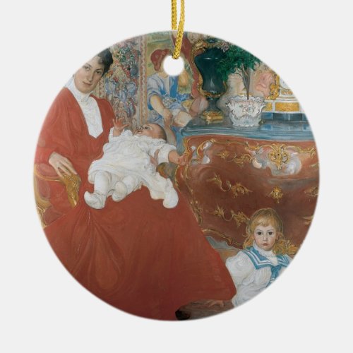 Carl Larsson Mrs Dora Lamm and Her Two Eldest Sons Ceramic Ornament