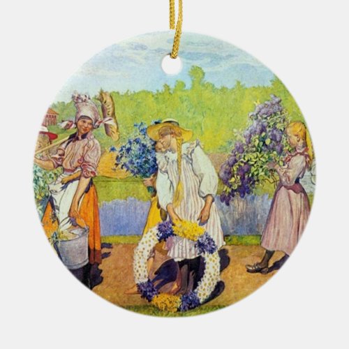 Carl Larsson Outside Summer Winds Are Blowing Ceramic Ornament