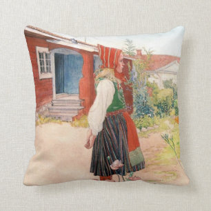Carl Larsson Outside the Falun Home Swedish Throw Pillow
