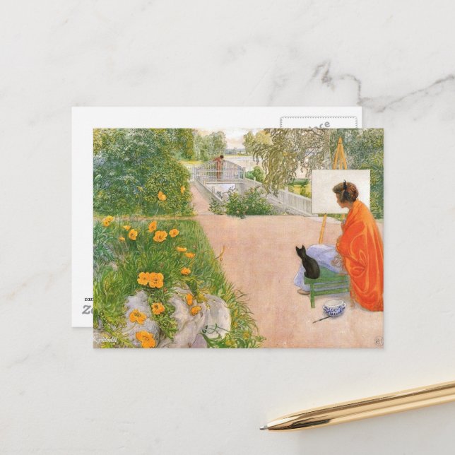Carl Larsson painting, Bridge Postcard (Front/Back In Situ)