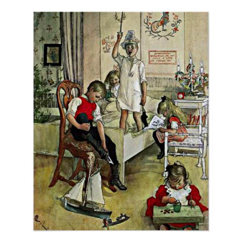 Carl Larsson painting Christmas Morning Poster