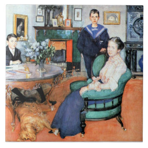 Carl Larsson painting - Hakon, Daga and Edgar, Ceramic Tile