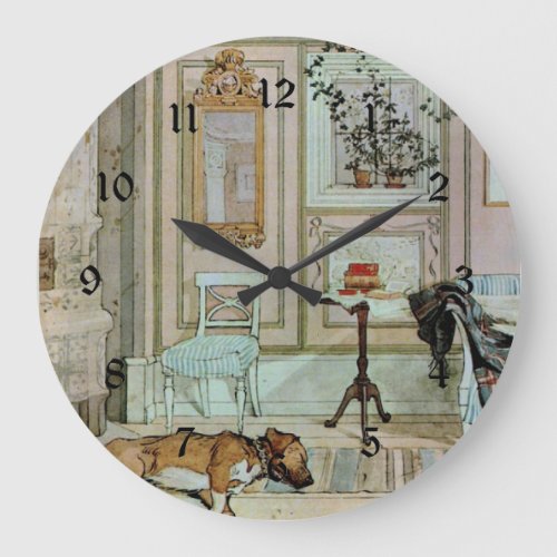 Carl Larsson painting Lazy Nook Large Clock