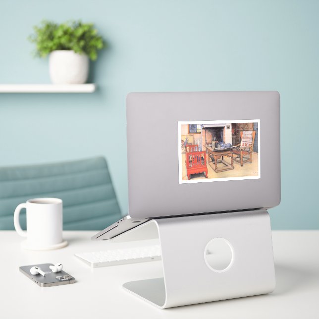 Carl Larsson painting, Peek-a-Boo, Sticker (Laptop On Desk)