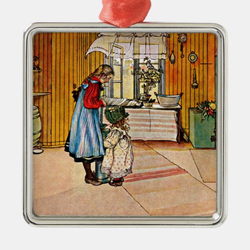 Carl Larsson painting The Kitchen Metal Ornament