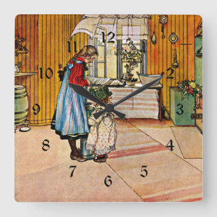 Carl Larsson painting, The Kitchen Square Wall Clock