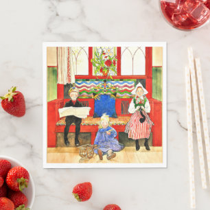 Carl Larsson - Papa, Mama, Child, fine art Napkins