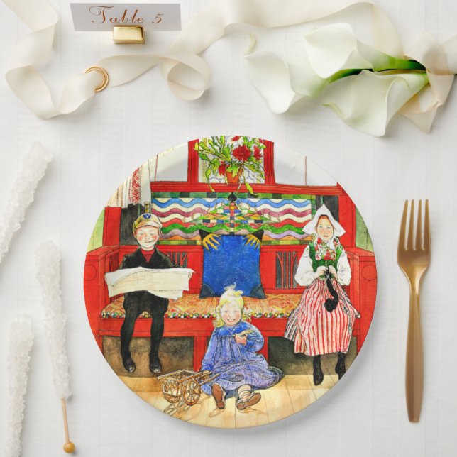 Carl Larsson - Papa, Mama, Child, fine art Paper Plates (Wedding)