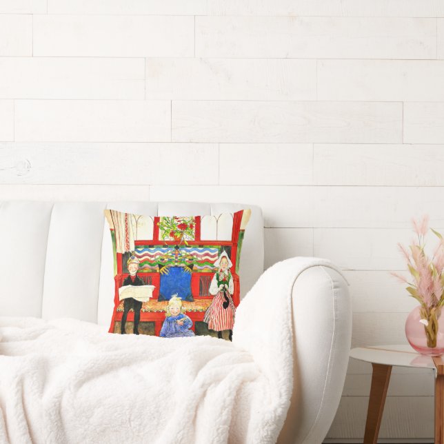 Carl Larsson - Papa, Mama, Child, fine art Throw Pillow (Couch)