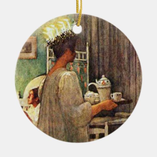 Carl Larsson St Lucia Day Christmas in Sweden Ceramic Ornament