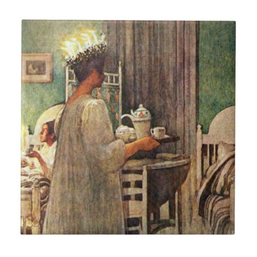 Carl Larsson St Lucia Day Christmas in Sweden Ceramic Tile