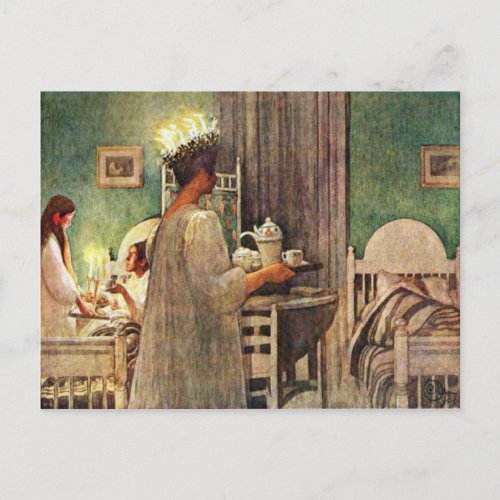 Carl Larsson St Lucia Day Christmas in Sweden Postcard