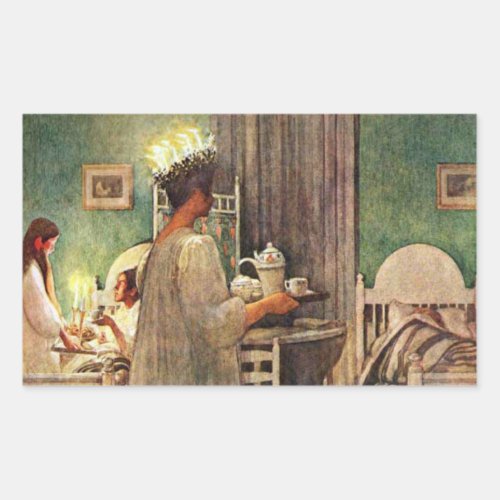 Carl Larsson St Lucia Day Christmas in Sweden Rectangular Sticker