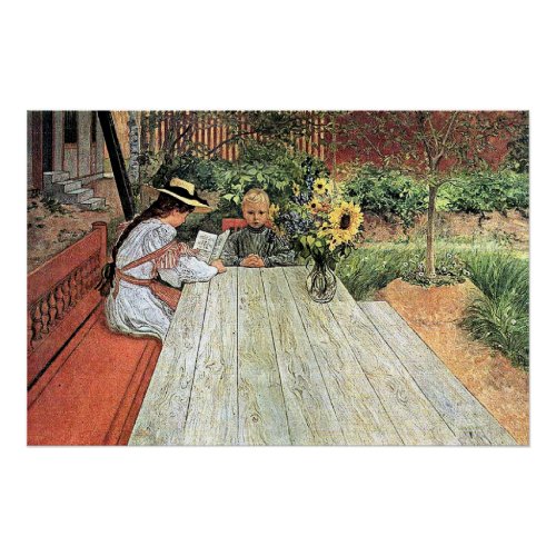 Carl Larsson _ The First Lesson Poster