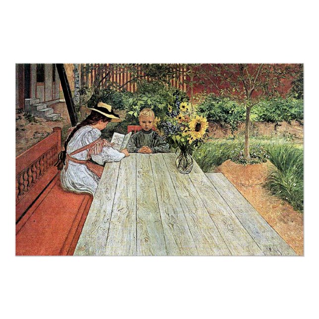 Carl Larsson - The First Lesson Poster (Front)