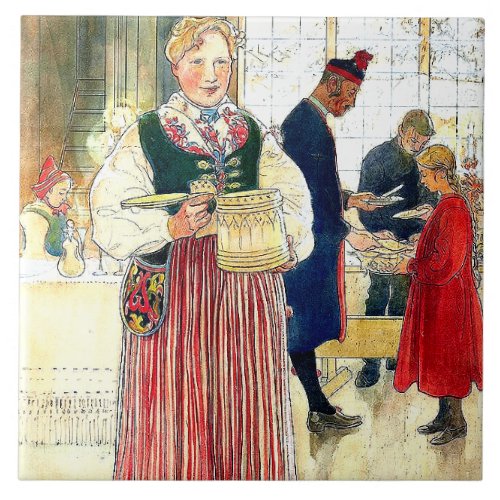 Carl Larsson Watercolor Family Painting Tile