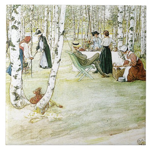 Carl Larsson Watercolor Family Painting Tile