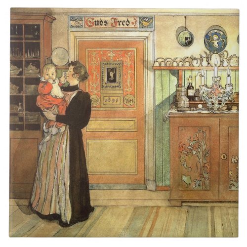 Carl Larsson Watercolor Family Painting Tile