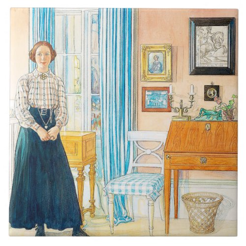 Carl Larsson Watercolor Family Painting Tile