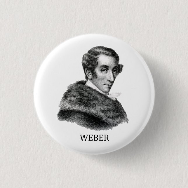 Carl Maria von Weber, black Pinback Button (Front)