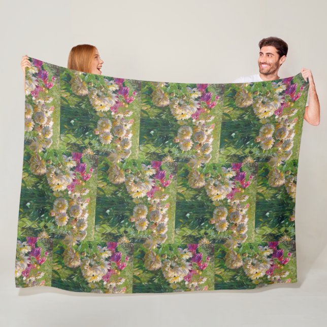Carl Moll Vintage Dahlias Fleece Blanket (In Situ)
