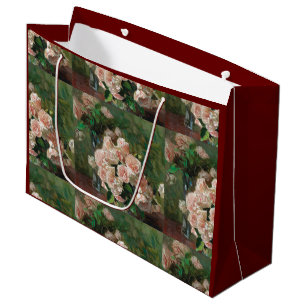 Carl Moll Vintage White Roses Large Gift Bag