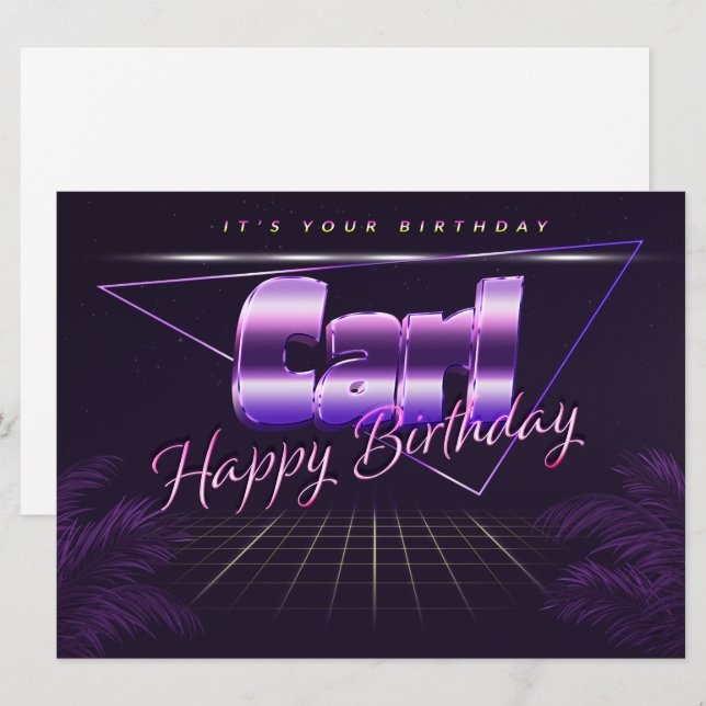 Carl Name First name lila retro card Birthday (Front/Back)