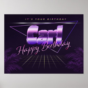 Carl Name First Name lila retro Poster Birthday