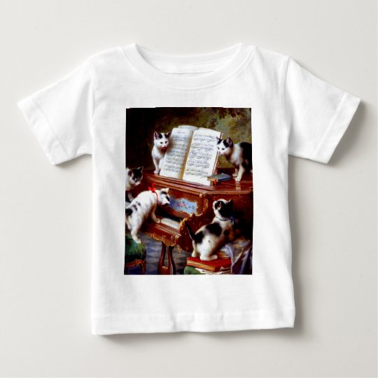 Carl Reichert Kittens Playing Piano Baby T-Shirt