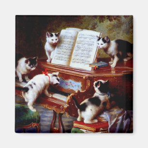 Carl Reichert Kittens Playing Piano Magnet