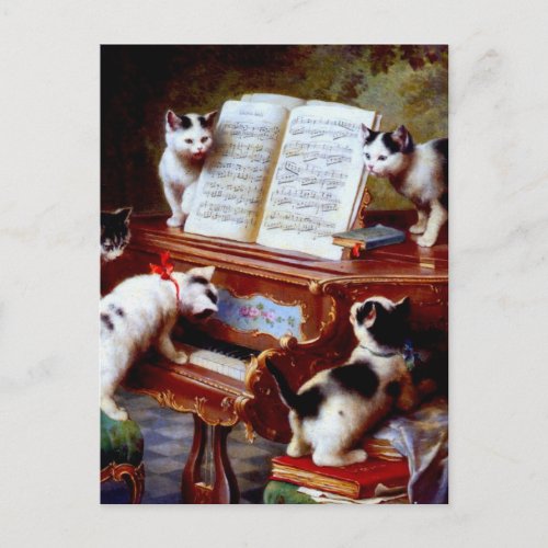 Carl Reichert Kittens Playing Piano Postcard