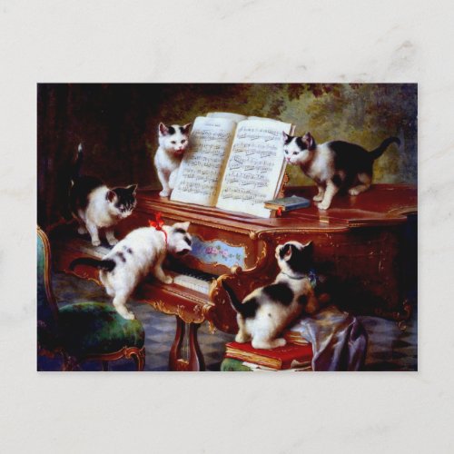 Carl Reichert Kittens Playing Piano Postcard