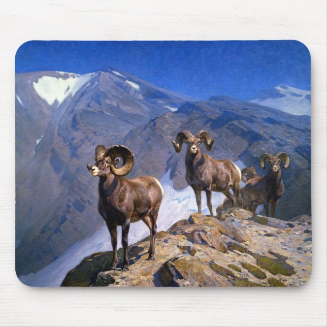 Carl Rungius Big Horn Sheep on Wilcox Pass Mouse Pad (Front)