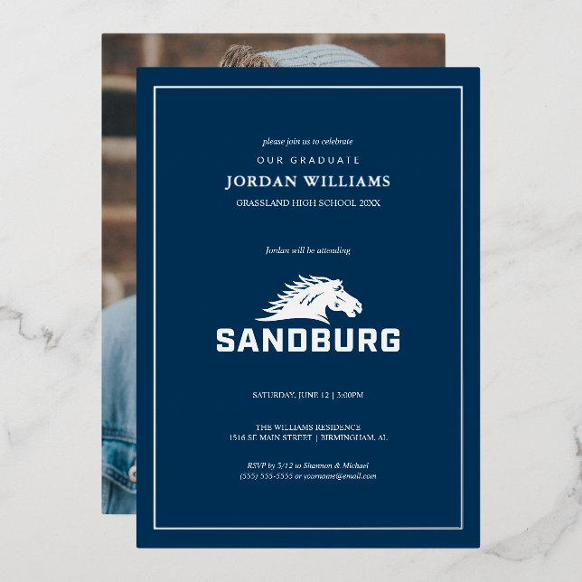 Carl Sandburg College Graduation Foil Invitation (Front/Back)