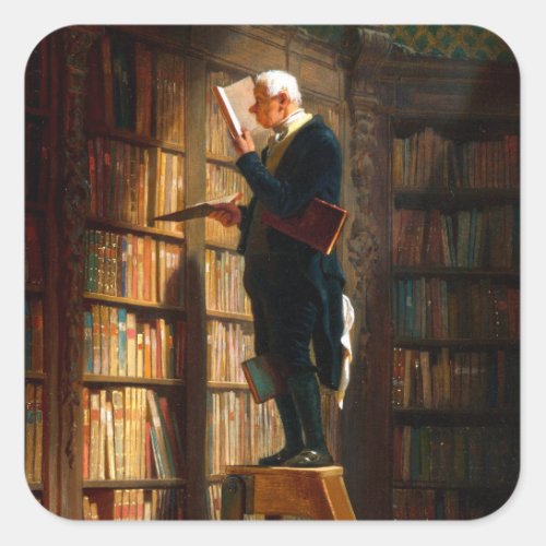 Carl Spitzwegs bookworm German painting Square Sticker