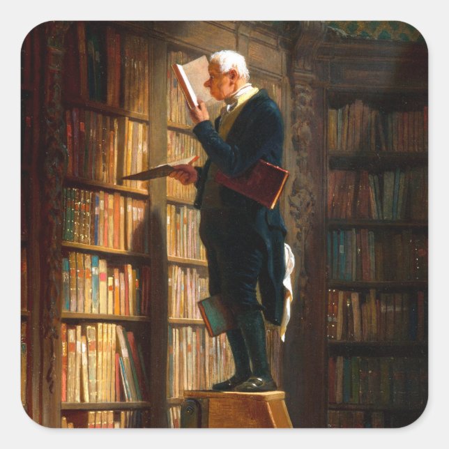 Carl Spitzweg's bookworm German painting Square Sticker (Front)