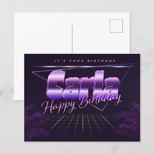 Carla last name first name purple postcard birthda