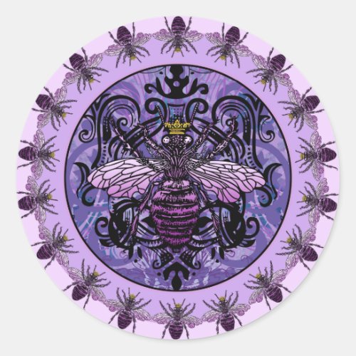 Carleighs Queen Bee apparel and gifts Classic Round Sticker