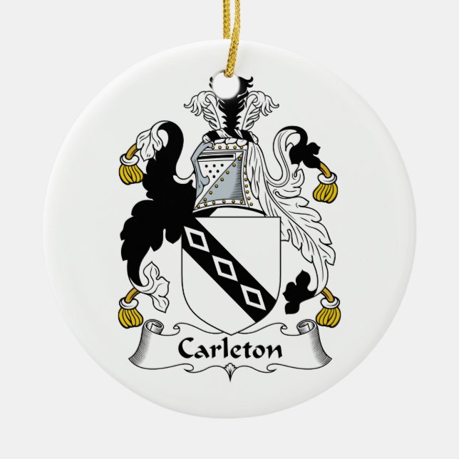 Carleton Family Crest Ceramic Ornament (Front)