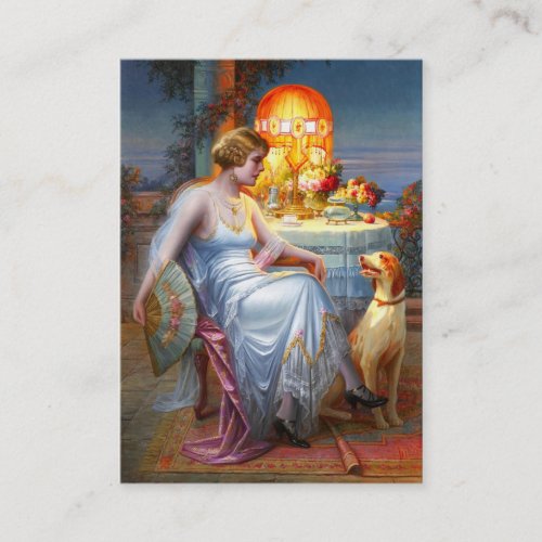 Carlier: Elegant Lady and her Dog Business Card Template